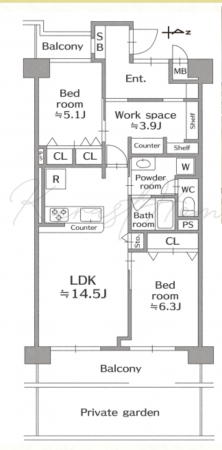 京都市南区久世中久町、マンションの間取り画像です