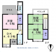 京都市伏見区石田大受町、中古一戸建ての間取り画像です