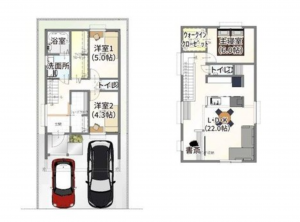 京都市伏見区淀木津町、土地の建築プラン例画像です