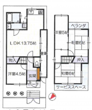 京都市伏見区桃山町山ノ下、中古一戸建ての間取り画像です