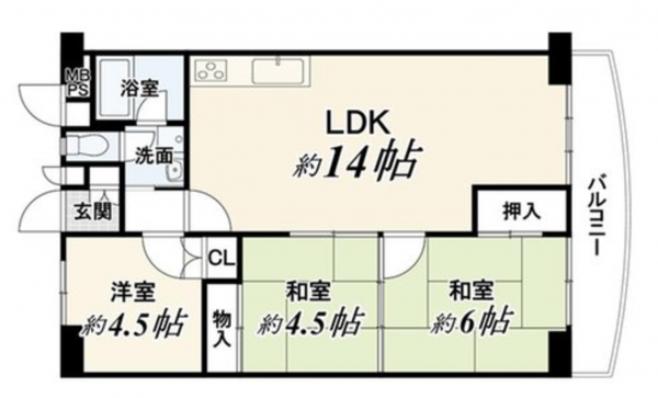 京都市伏見区深草西浦町、マンションの間取り画像です