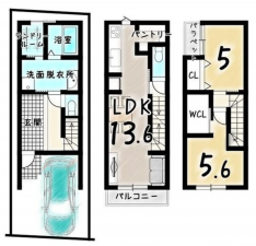 京都市伏見区向島二ノ丸町、新築一戸建ての間取り画像です