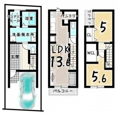 京都市伏見区向島二ノ丸町、新築一戸建ての間取り画像です