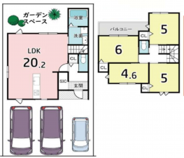 京都市伏見区久我東町、新築一戸建ての間取り画像です