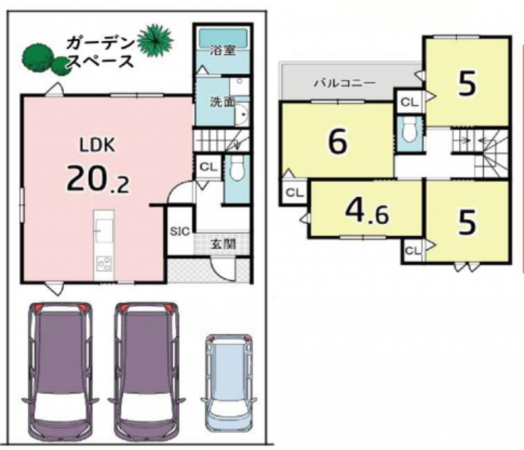 京都市伏見区久我東町、新築一戸建ての間取り画像です
