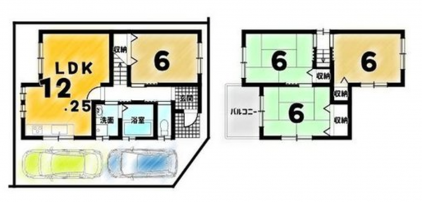 京都市伏見区久我森の宮町、中古一戸建ての間取り画像です