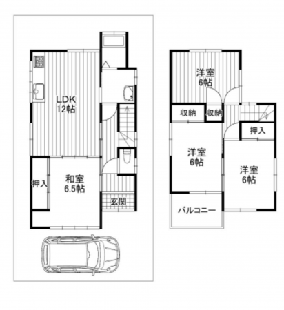 京都市伏見区醍醐岸ノ上町、中古一戸建ての間取り画像です