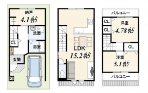 京都市伏見区両替町、新築一戸建ての間取り画像です