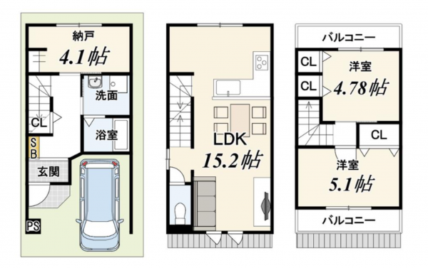 京都市伏見区両替町、新築一戸建ての間取り画像です