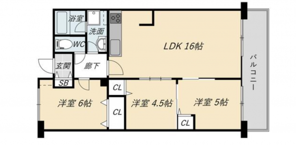 京都市伏見区横大路下三栖山殿、マンションの間取り画像です