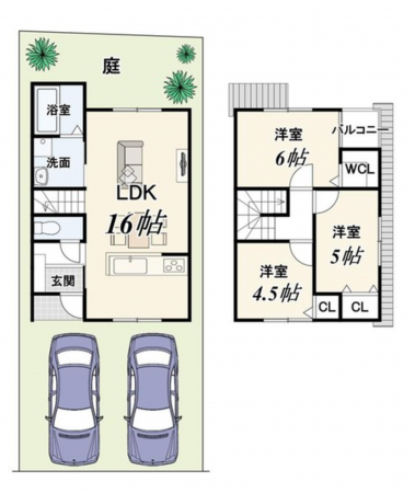 京都市伏見区深草大亀谷大山町、土地の建築プラン例画像です