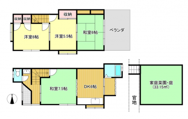 京都市伏見区醍醐柏森町、中古一戸建ての間取り画像です