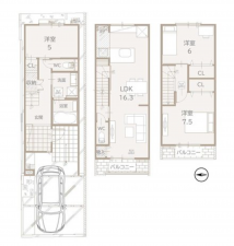京都市伏見区深草綿森町、新築一戸建ての間取り画像です