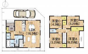 京都市伏見区向島立河原町、新築一戸建ての間取り画像です