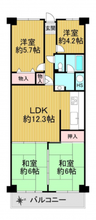京都市伏見区深草下川原町、マンションの間取り画像です