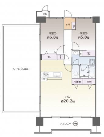 京都市伏見区新中町、マンションの間取り画像です