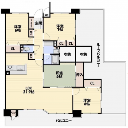 京都市伏見区竹田七瀬川町、マンションの間取り画像です