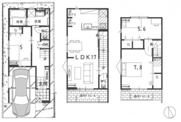 京都市伏見区深草越後屋敷町、新築一戸建ての間取り画像です
