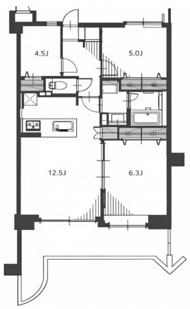 京都市伏見区久我本町、マンションの間取り画像です