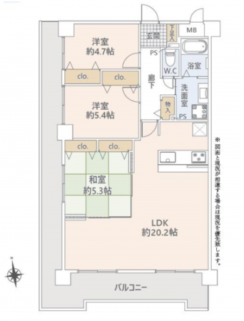 京都市伏見区川東町、マンションの間取り画像です