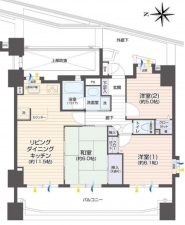 朝霞市膝折町、マンションの間取り画像です