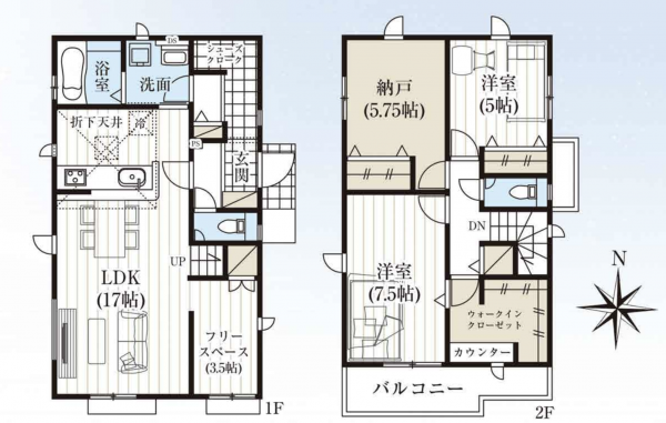 朝霞市岡、新築一戸建ての間取り画像です