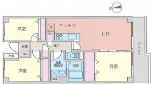 朝霞市栄町、マンションの間取り画像です