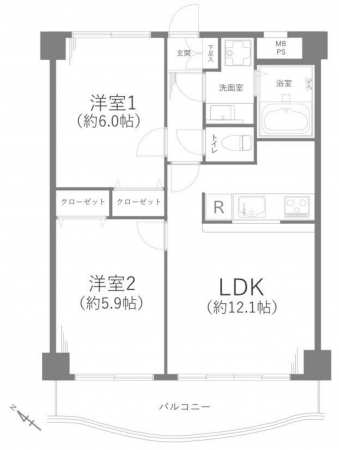 朝霞市溝沼、マンションの間取り画像です