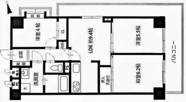 朝霞市三原、マンションの間取り画像です