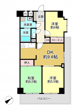 朝霞市三原、マンションの間取り画像です
