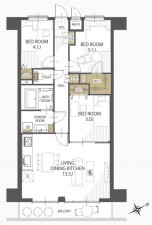 朝霞市岡、マンションの間取り画像です