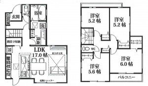 朝霞市宮戸、新築一戸建ての間取り画像です