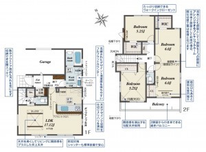 朝霞市膝折町、新築一戸建ての間取り画像です