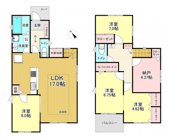 朝霞市膝折町、中古一戸建ての間取り画像です