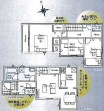 朝霞市三原、新築一戸建ての間取り画像です