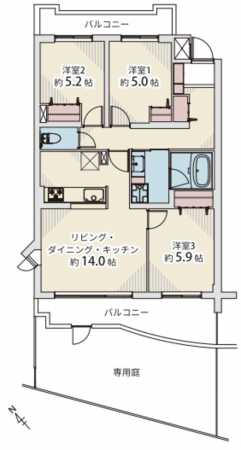 朝霞市根岸台、マンションの間取り画像です