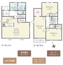朝霞市根岸台、新築一戸建ての間取り画像です