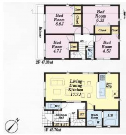 朝霞市宮戸、新築一戸建ての間取り画像です
