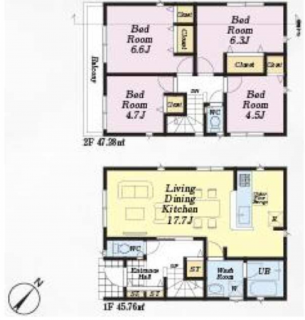 朝霞市宮戸、新築一戸建ての間取り画像です