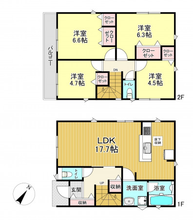 朝霞市宮戸、新築一戸建ての間取り画像です