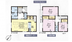 朝霞市宮戸、新築一戸建ての間取り画像です