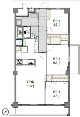 朝霞市根岸台、マンションの間取り画像です