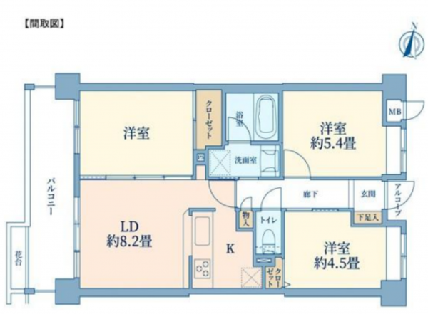 朝霞市幸町、マンションの間取り画像です