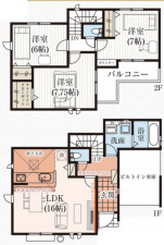 朝霞市膝折町、新築一戸建ての間取り画像です