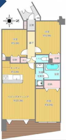 朝霞市根岸台、マンションの間取り画像です