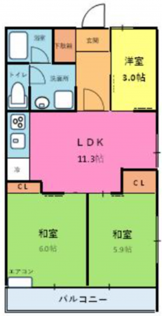 朝霞市栄町、マンションの間取り画像です