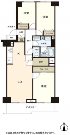 朝霞市三原、マンションの間取り画像です