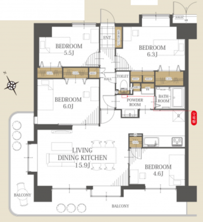 朝霞市膝折町、マンションの間取り画像です
