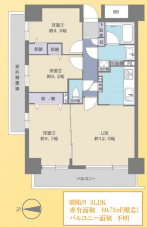 朝霞市三原、マンションの間取り画像です