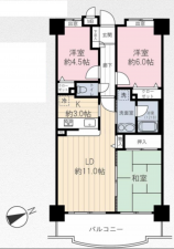 朝霞市膝折町、マンションの間取り画像です